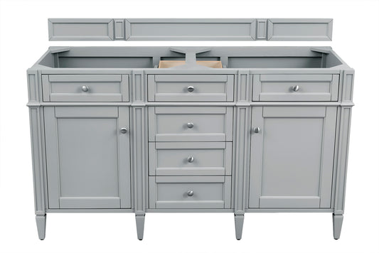 Brittany 60" Double Vanity, Urban Gray w/ 3 CM Eternal Jasmine Pearl Silestone Top