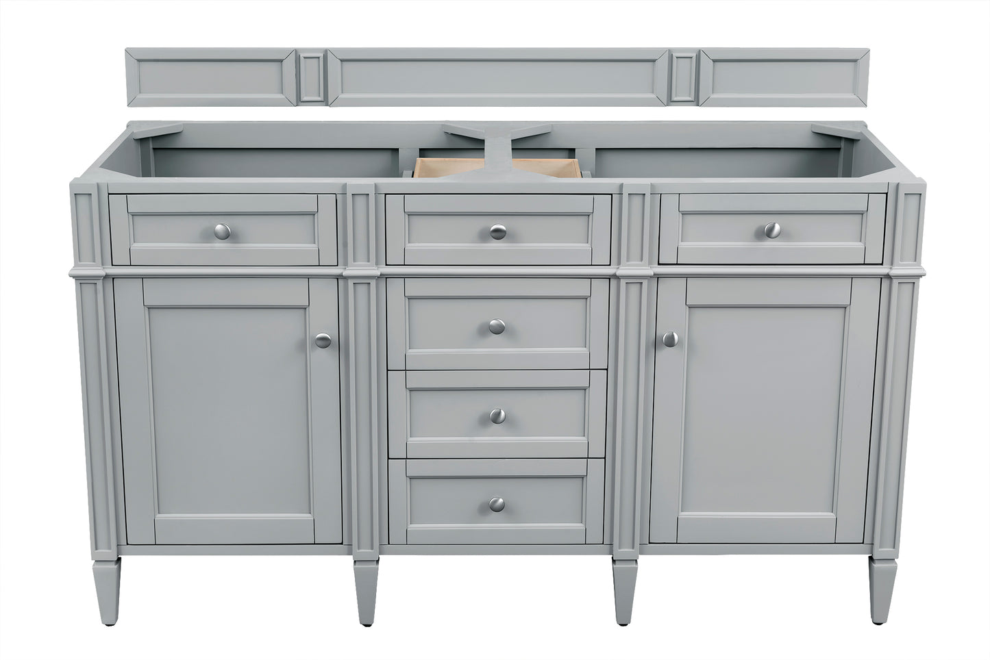 Renovate for Less Atlanta Brittany 60" Double Vanity, Urban Gray, w/ 3 CM Siberian Silestone Top w/FreePower Wireless Charger