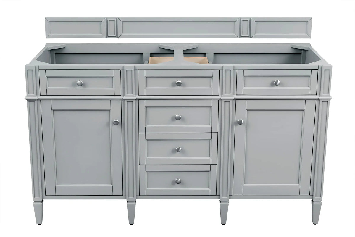 Brittany 60" Double Vanity, Urban Gray w/ 3 CM White Zeus Silestone Top