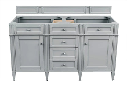 Brittany 60" Double Vanity, Urban Gray w/ 3 CM White Zeus Silestone Top