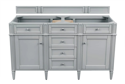 Brittany 60" Double Vanity, Urban Gray w/ 3 CM White Zeus Silestone Top