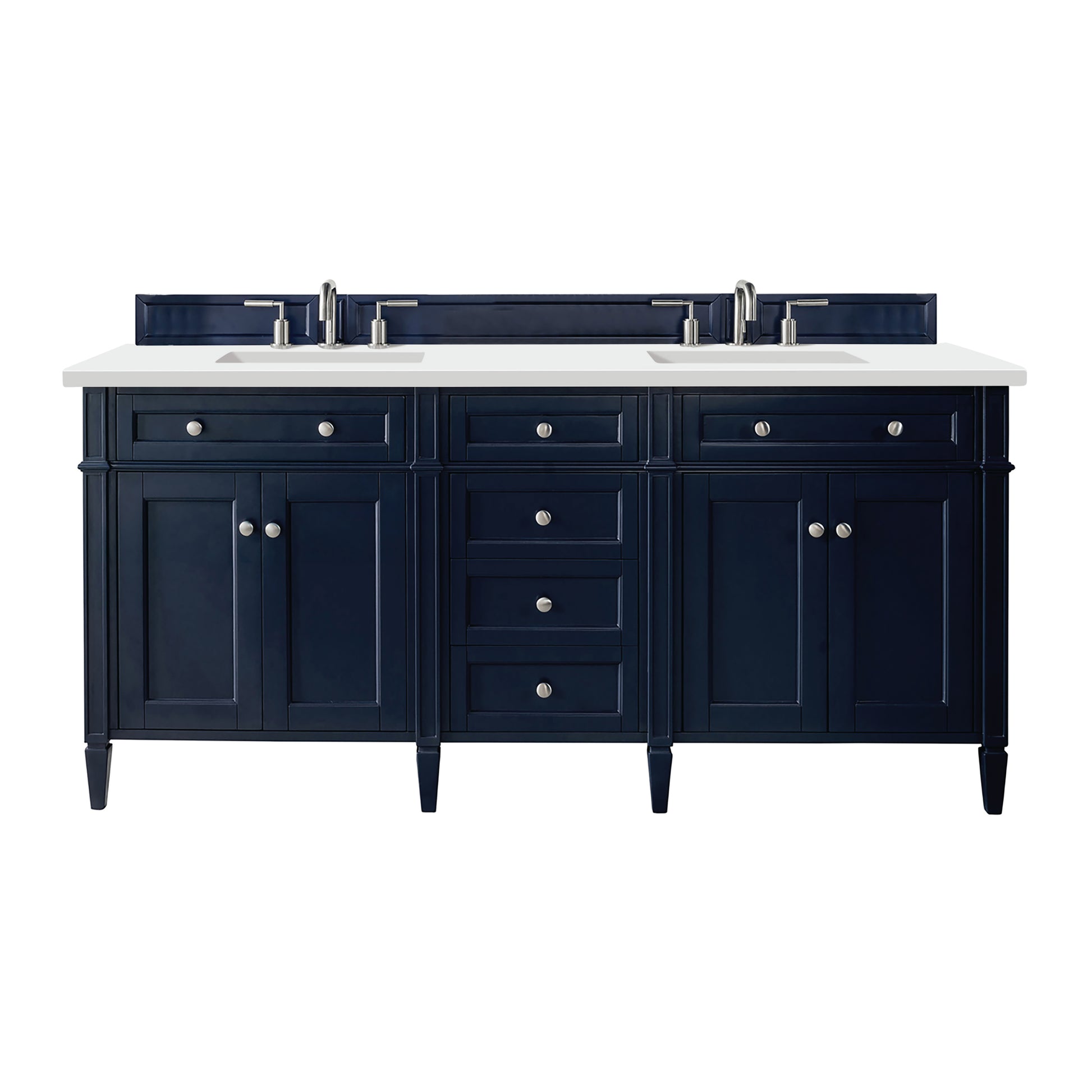 Renovate for Less Atlanta Brittany 72" Double Vanity, Victory Blue w/ 3 CM White Zeus Silestone Top