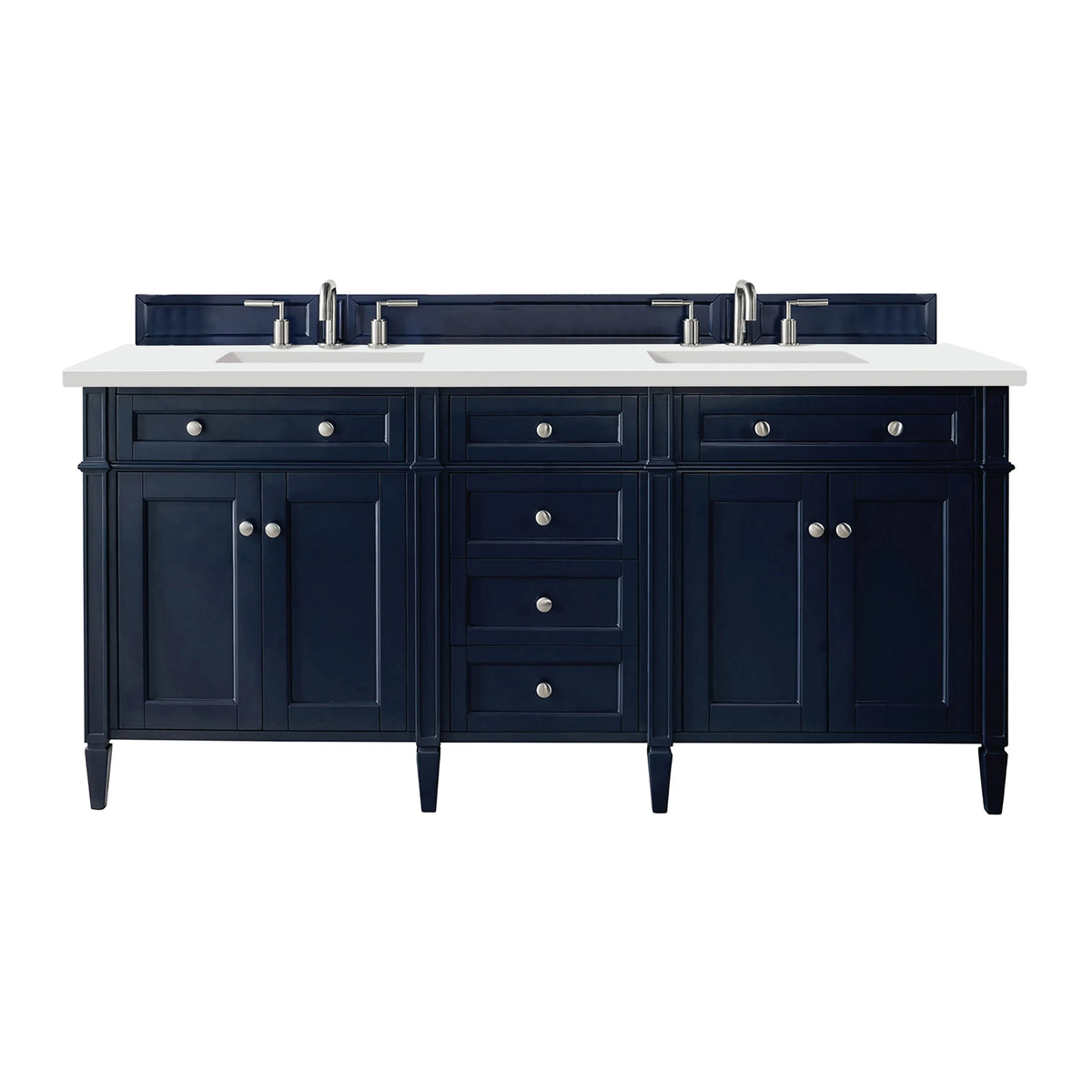 Brittany 72" Double Vanity, Victory Blue w/ 3 CM White Zeus Silestone Top