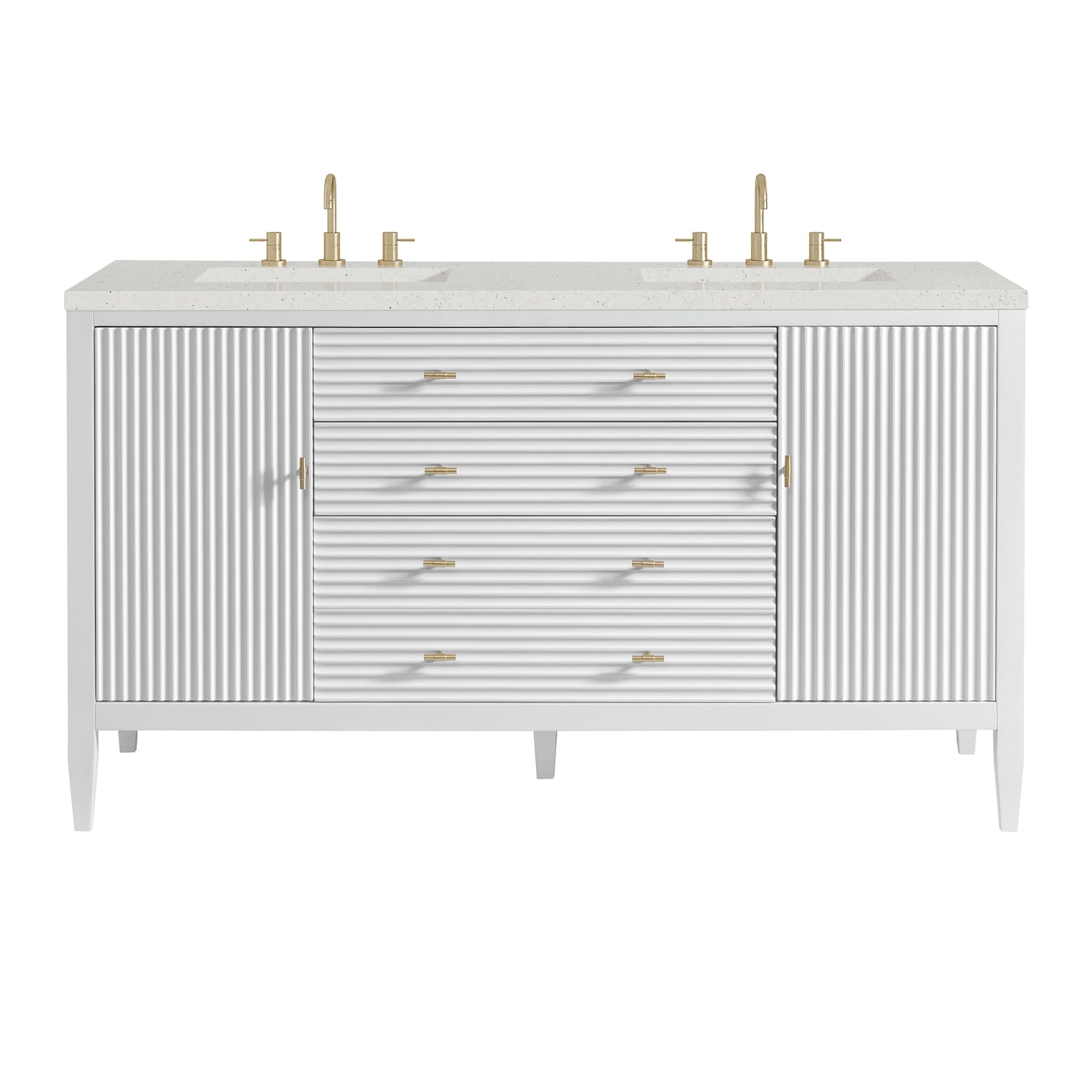 Renovate for Less Atlanta Myrrin 60" Double Vanity, Bright White w/ 3 CM Lime Delight Silestone Top