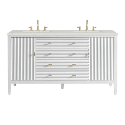 Renovate for Less Atlanta Myrrin 60" Double Vanity, Bright White w/ 3 CM Lime Delight Silestone Top