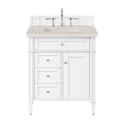 Brittany 30" Single Vanity in Bright White, w/ 3 CM Siberian Silestone Top