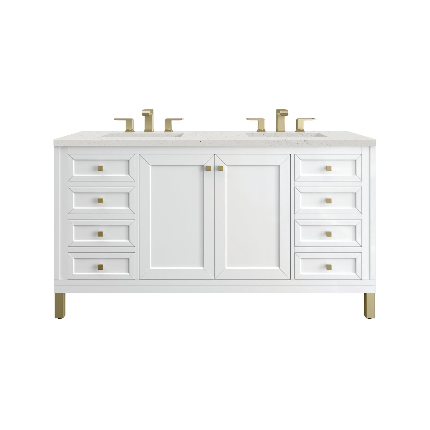 Renovate for Less Atlanta Chicago 60" Double Vanity, Glossy White, w/ 3 CM Lime Delight Silestone® Top