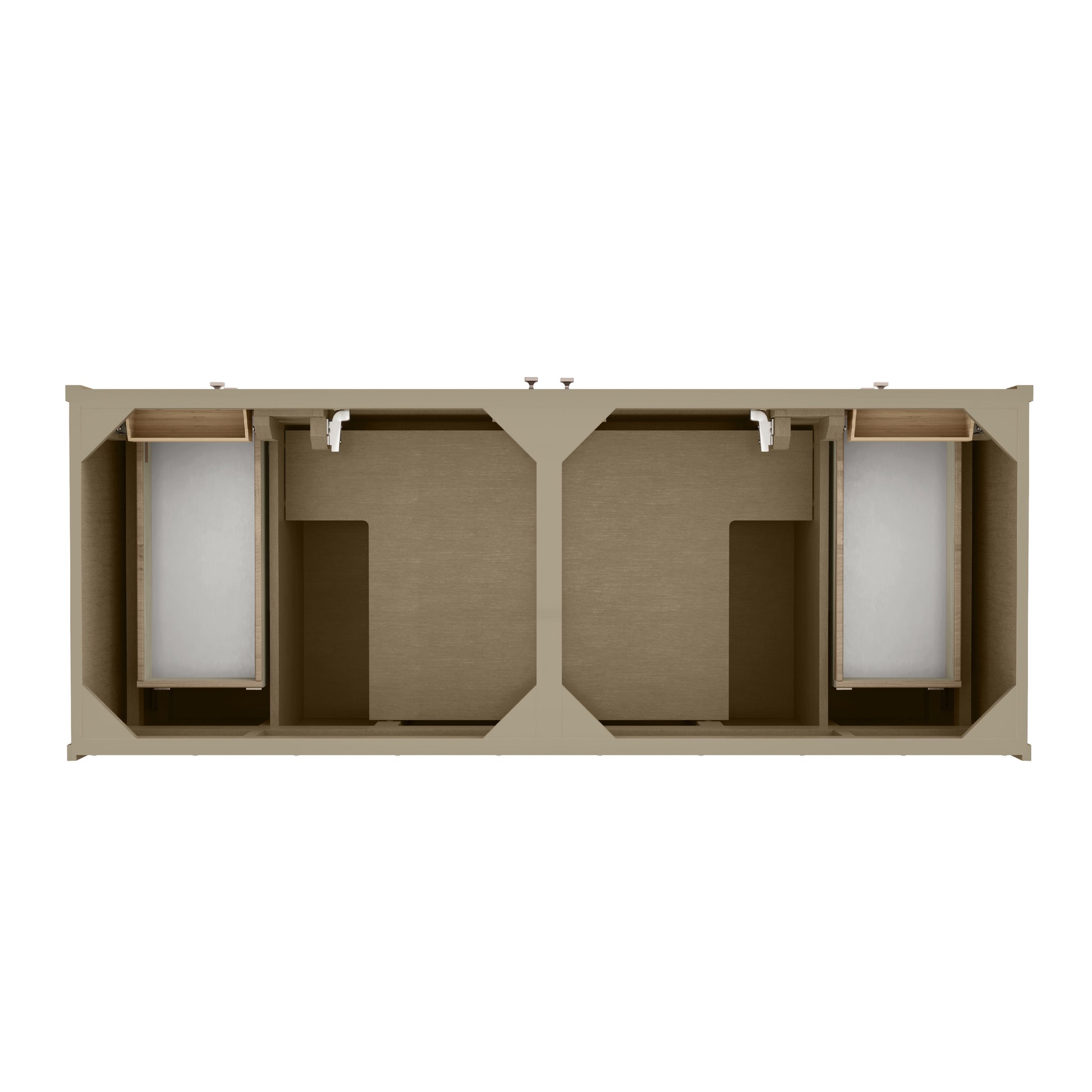 Renovate for Less Atlanta Chicago 60" Double Vanity, Walnut Whisper, w/ 3 CM Carrara Marble Top