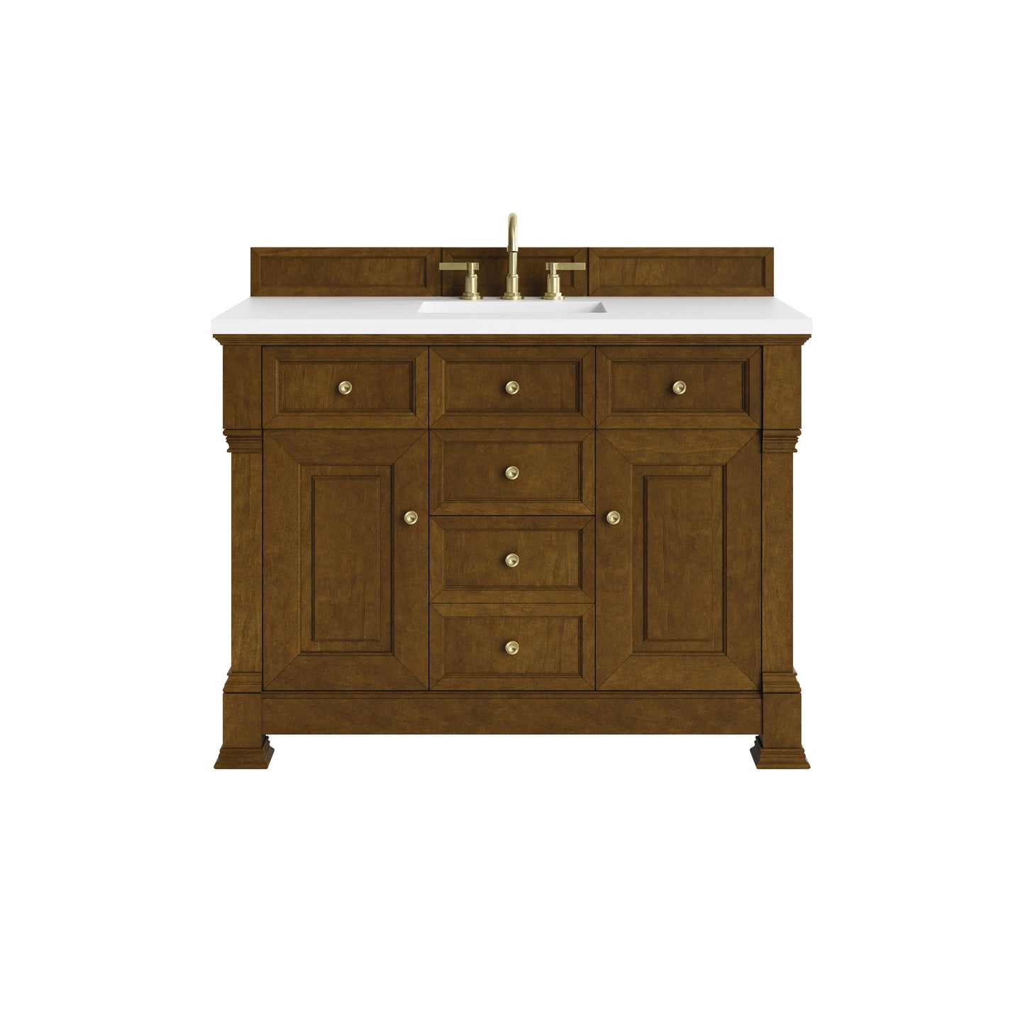 Renovate for Less Atlanta Brookfield 48" Single Vanity, Honey Oak,  w/ 3 CM White Zeus Silestone Top