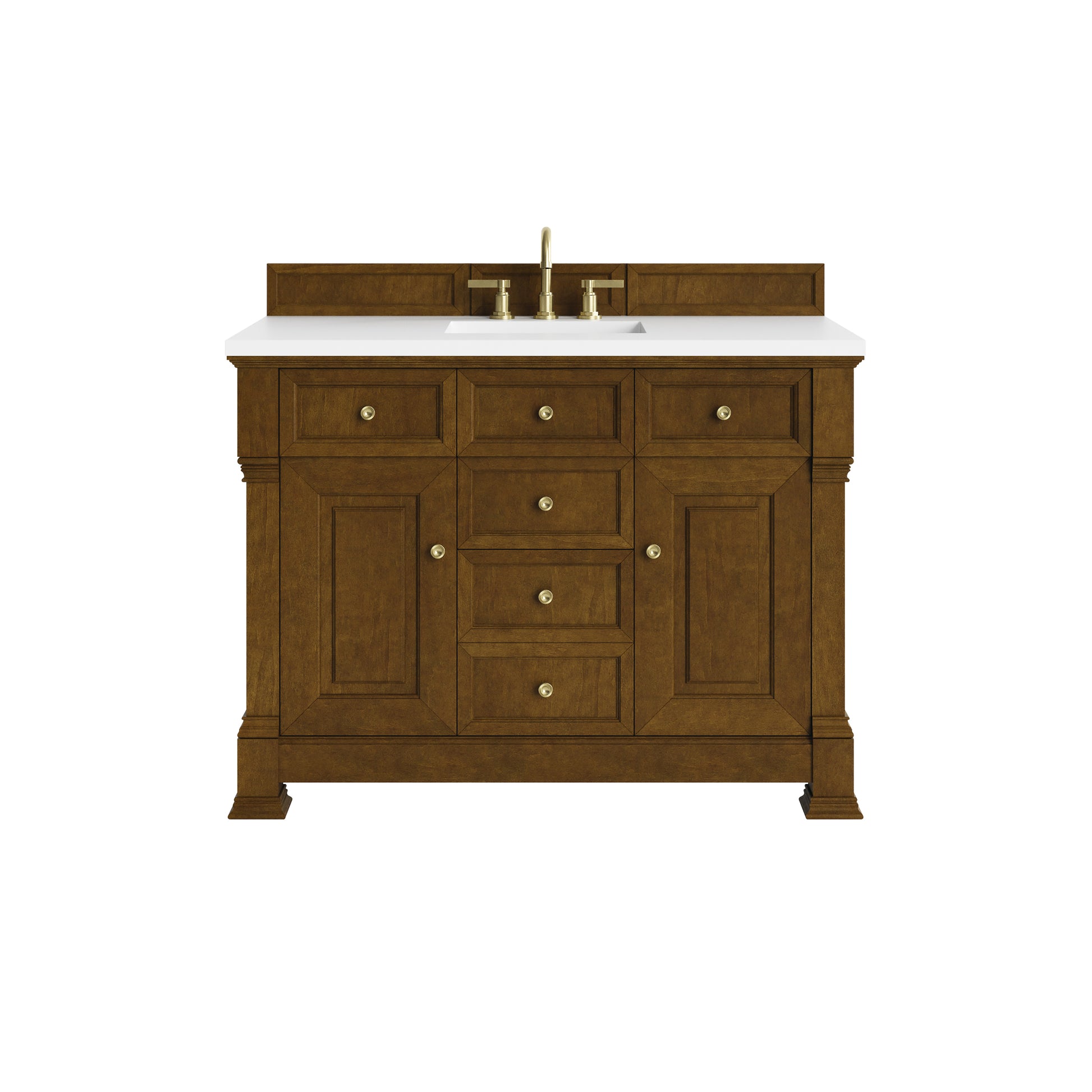 Renovate for Less Atlanta Brookfield 48" Single Vanity, Honey Oak,  w/ 3 CM White Zeus Silestone Top