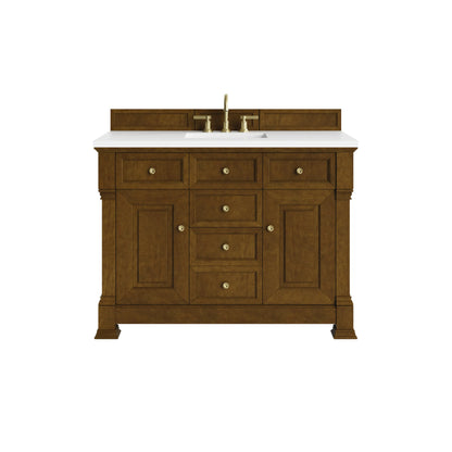 Brookfield 48" Single Vanity, Honey Oak,  w/ 3 CM White Zeus Silestone Top