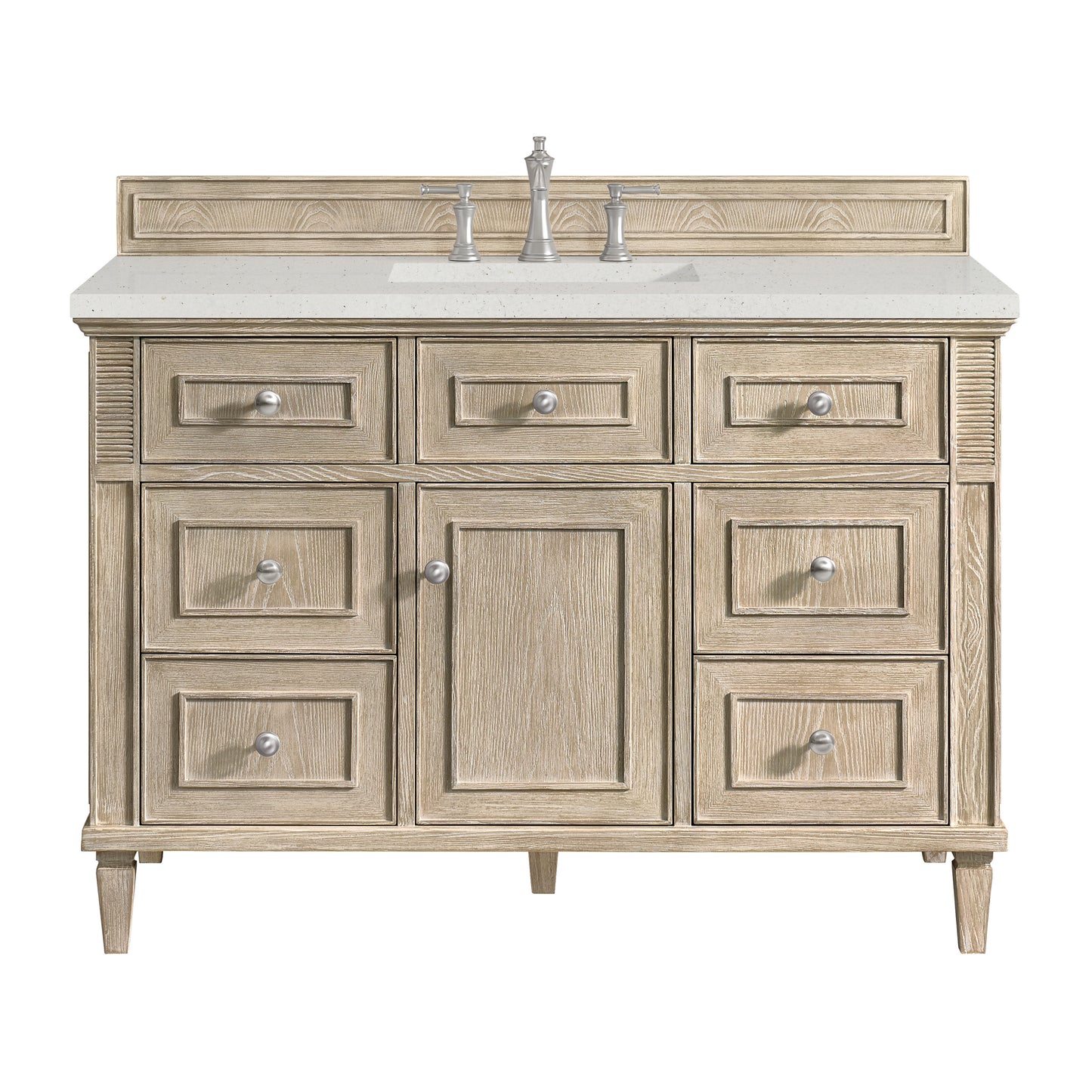 Renovate for Less Atlanta Lorelai 48" Single Vanity, Whitewashed Oak w/ 3 CM Lime Delight Silestone Top