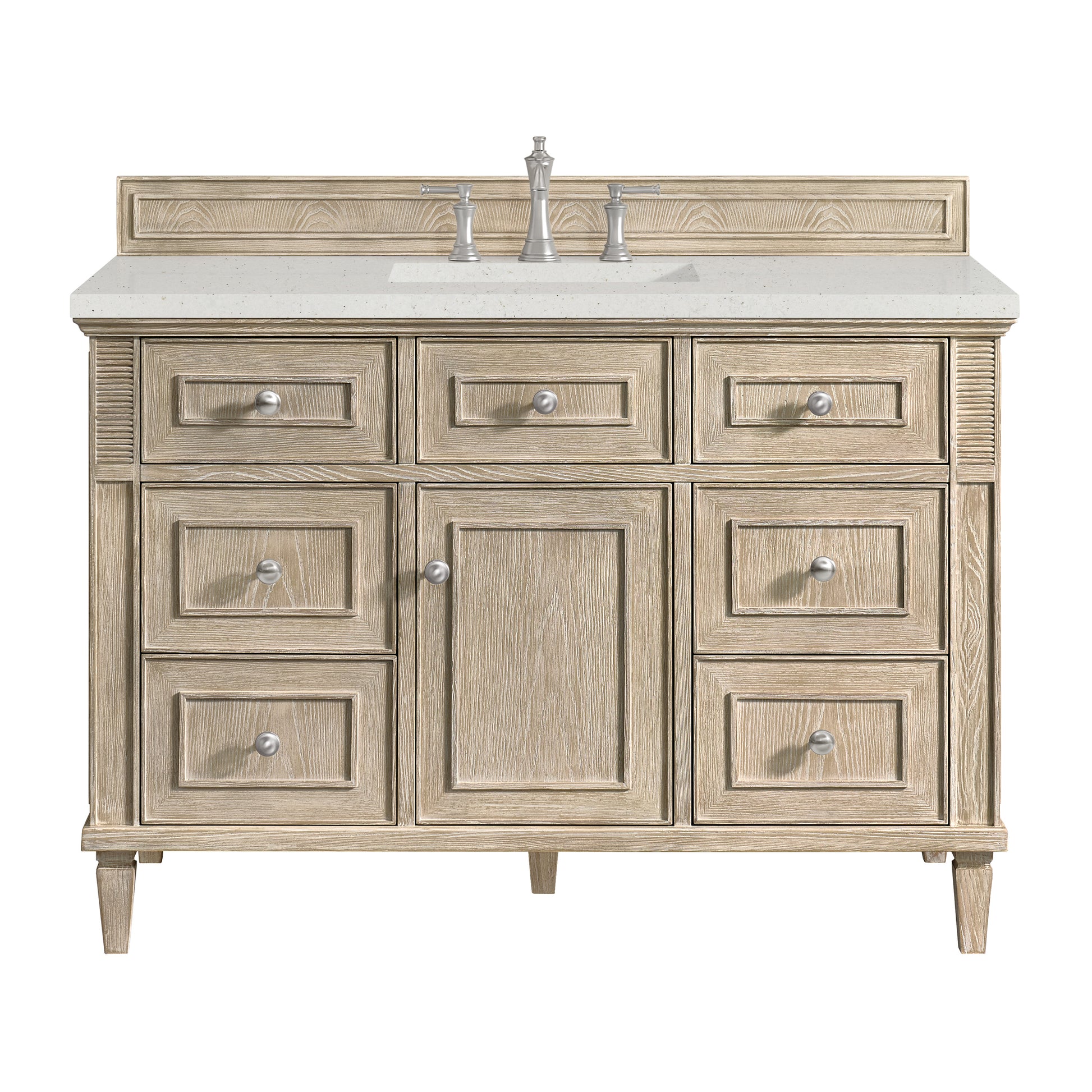 Renovate for Less Atlanta Lorelai 48" Single Vanity, Whitewashed Oak w/ 3 CM Lime Delight Silestone Top