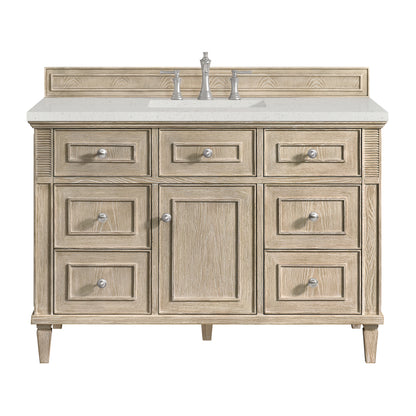 Renovate for Less Atlanta Lorelai 48" Single Vanity, Whitewashed Oak w/ 3 CM Lime Delight Silestone Top
