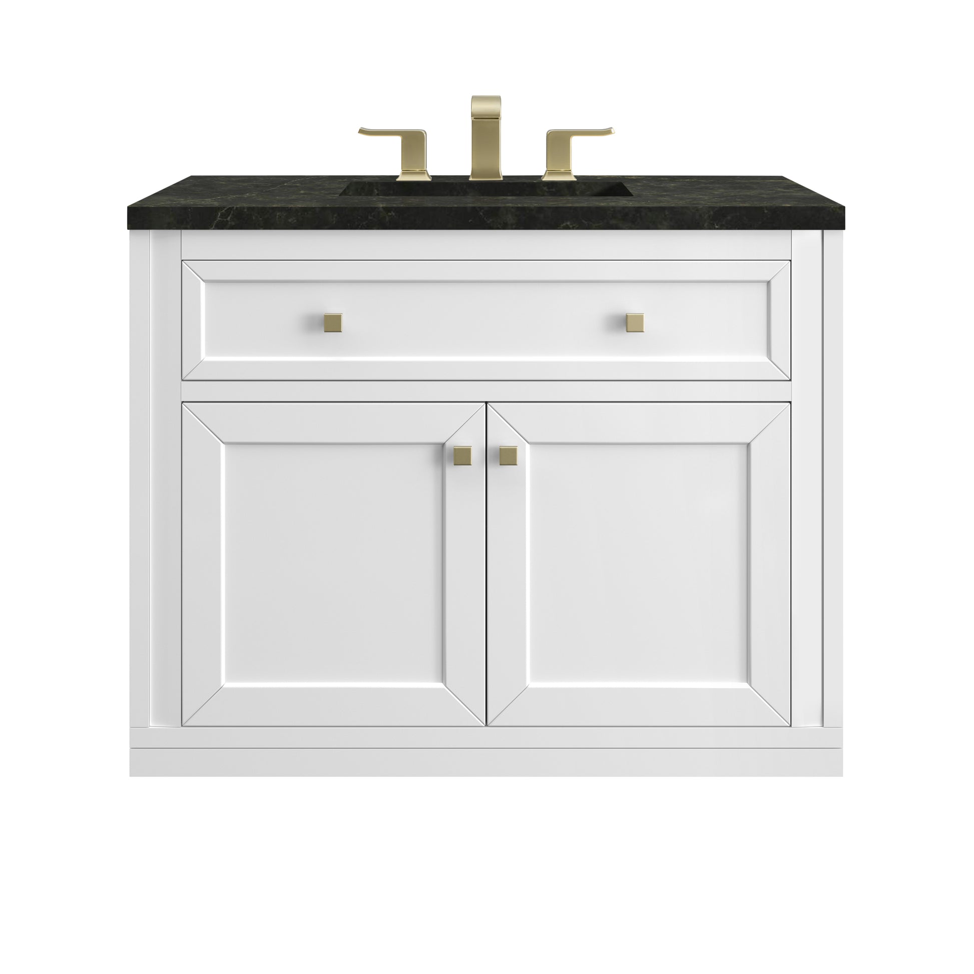 Renovate for Less Atlanta Chicago 36" Single Vanity, Glossy White, w/ 3 CM Phantome Eclos Top