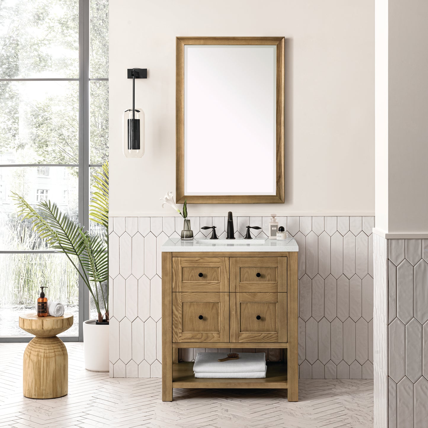 Renovate for Less Atlanta Breckenridge 30" Single Vanity, Light Natural Oak w/ 3 CM Lime Delight Top