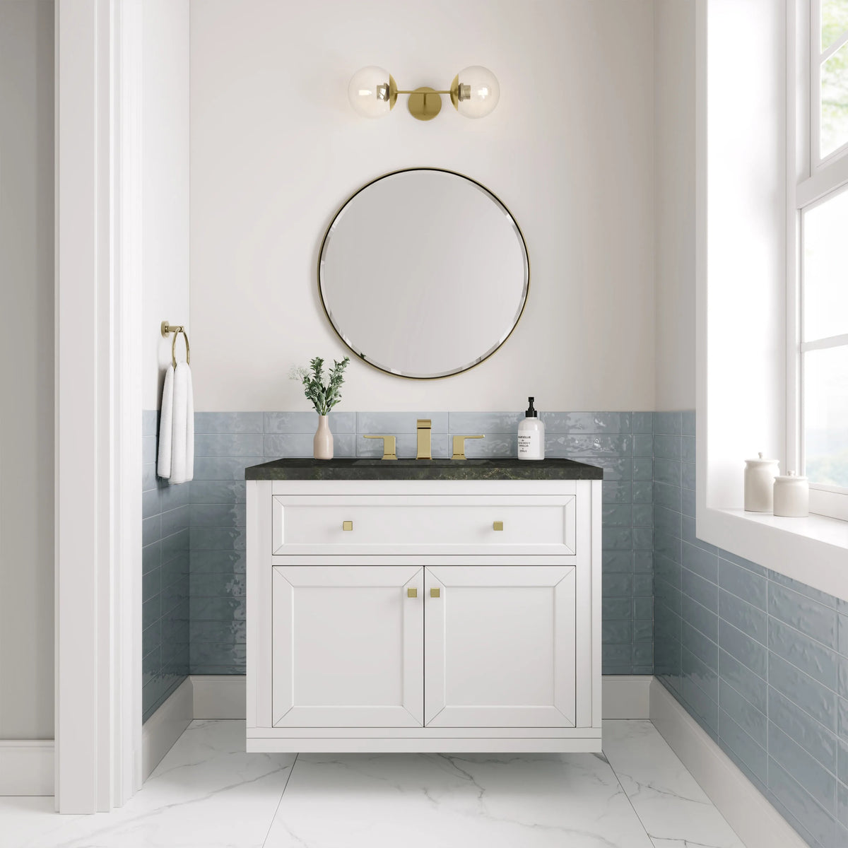 Chicago 36" Single Vanity, Glossy White, w/ 3 CM Phantome Eclos Top