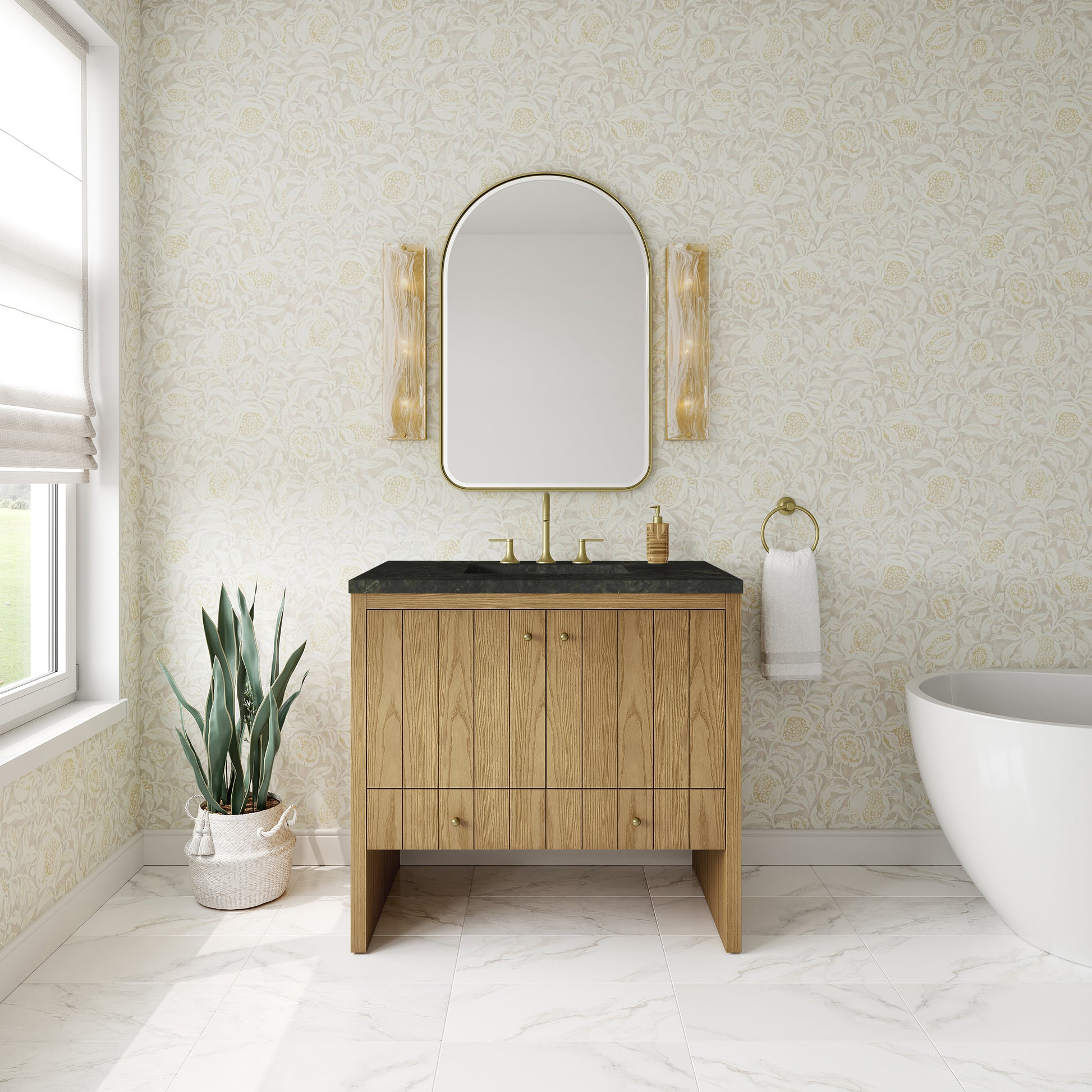 Renovate for Less Atlanta Hudson 36" Single Vanity, Light Natural Oak, w/ 3 CM Phantome Eclos Top