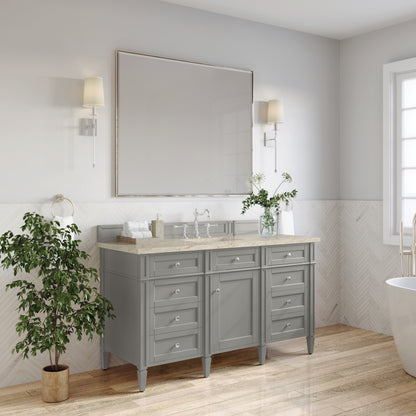 Renovate for Less Atlanta Brittany 60" Single Vanity, Urban Gray, w/ 3 CM Tajnar Eclos Top w/FreePower Wireless Charger