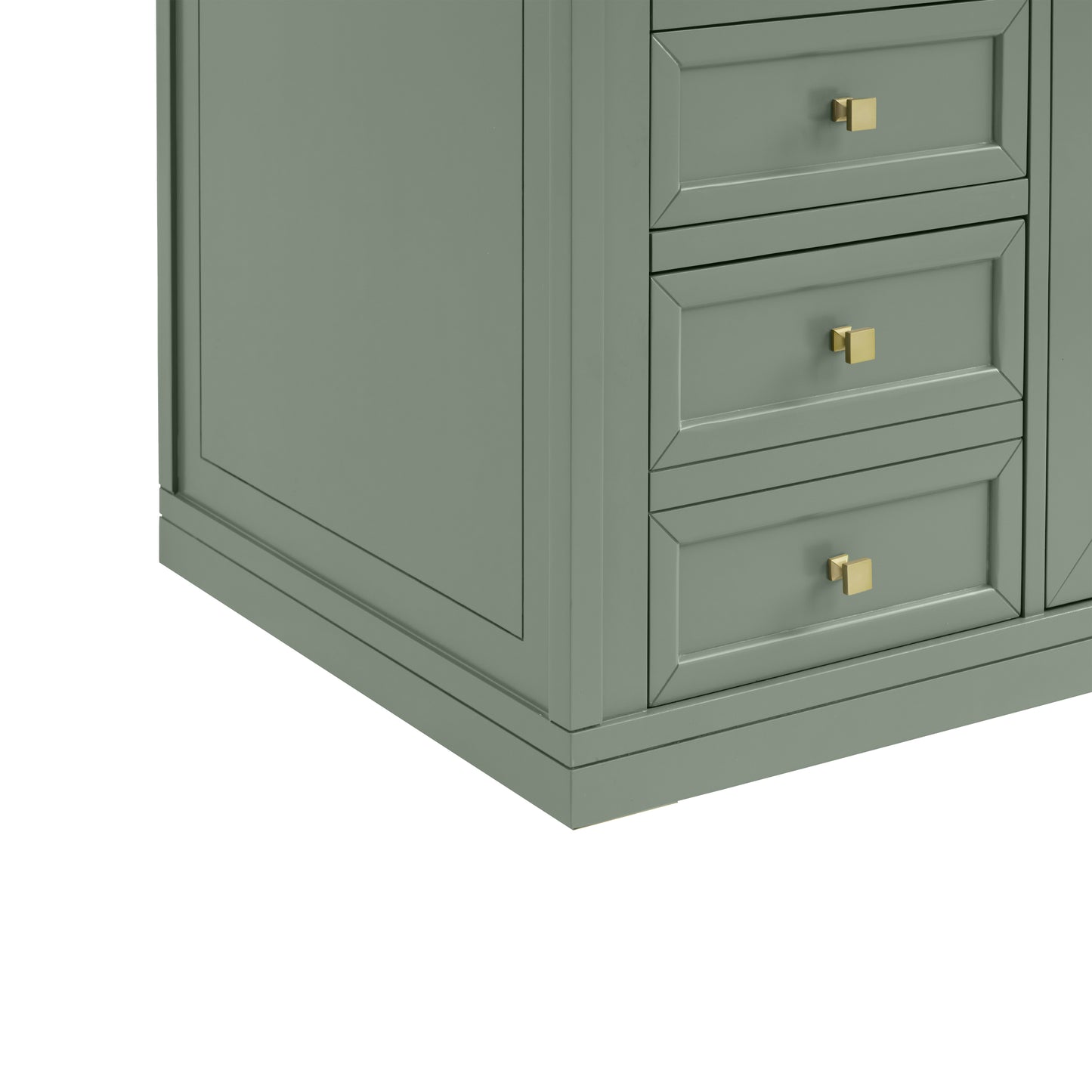 Renovate for Less Atlanta Chicago 60" Double Vanity, Smokey Celadon, w/ 3 CM Tajnar Eclos Top w/FreePower Wireless Charger