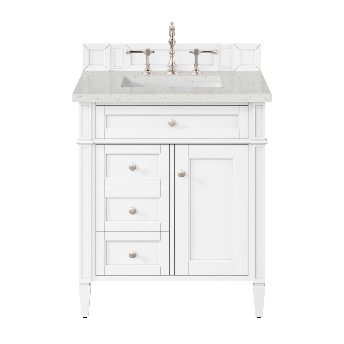 Renovate for Less Atlanta Brittany 30" Single Vanity, Bright White, w/ 3 CM Lime Delight Silestone Top