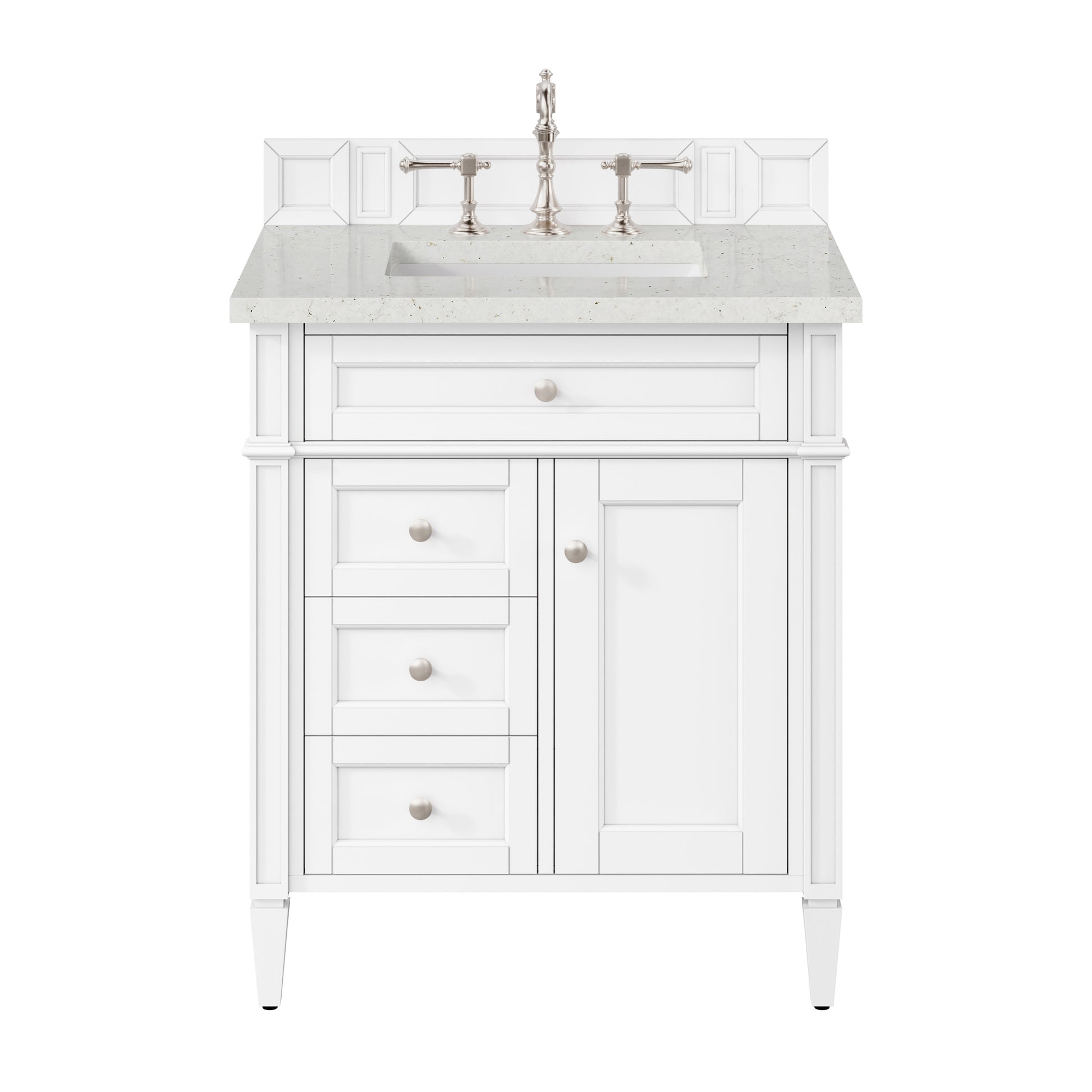 Renovate for Less Atlanta Brittany 30" Single Vanity, Bright White, w/ 3 CM Lime Delight Silestone Top