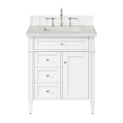 Renovate for Less Atlanta Brittany 30" Single Vanity, Bright White, w/ 3 CM Lime Delight Silestone Top