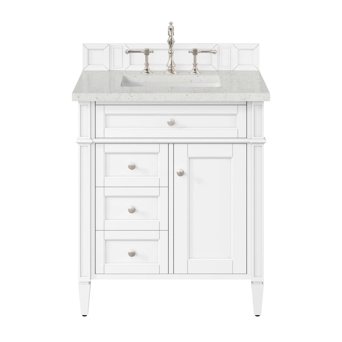 Brittany 30" Single Vanity, Bright White, w/ 3 CM Lime Delight Silestone Top