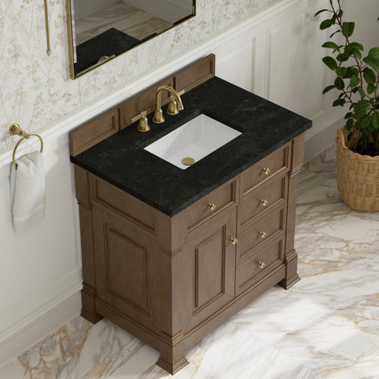 Renovate for Less Atlanta Brookfield 36" Single Vanity, Pecan, w/ 3 CM Phantome Eclos Top