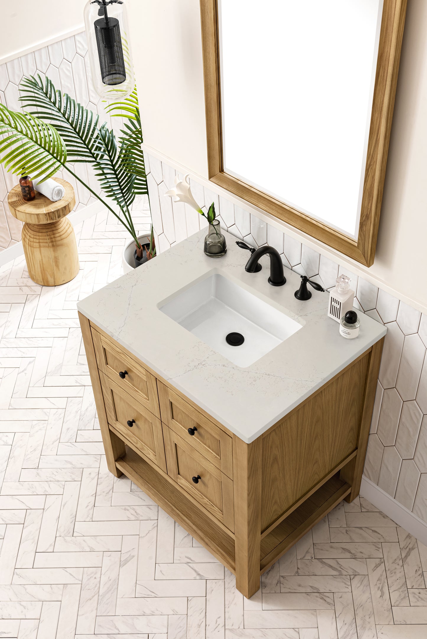 Renovate for Less Atlanta Breckenridge 30" Single Vanity, Light Natural Oak, w/ 3 CM Siberian Silestone Top