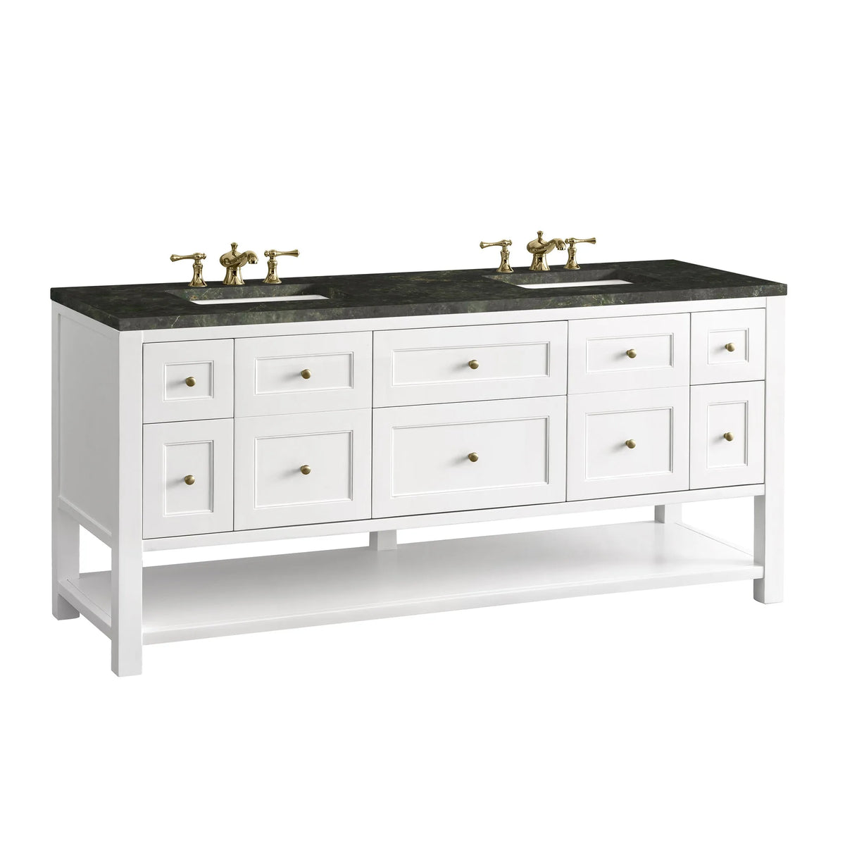 Breckenridge 72" Double Vanity, Bright White, w/ 3 CM Phantome Eclos Top