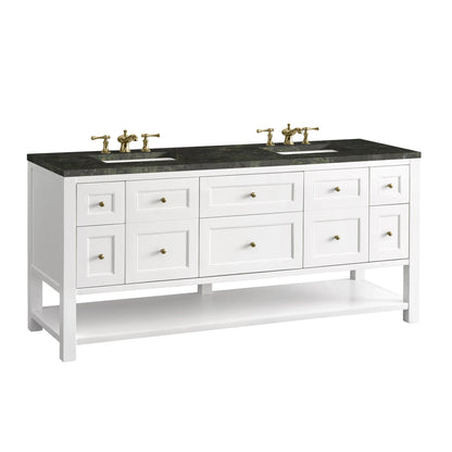 Breckenridge 72" Double Vanity, Bright White, w/ 3 CM Phantome Eclos Top
