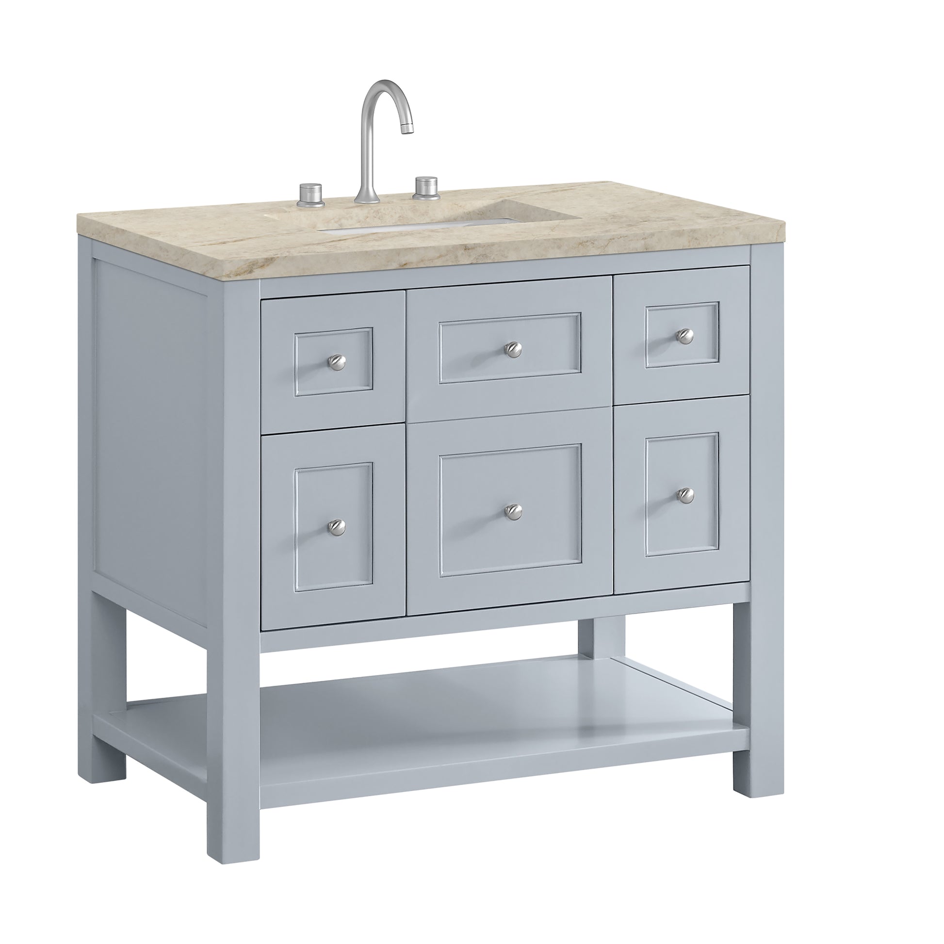 Renovate for Less Atlanta Breckenridge 36" Single Vanity, Serenity Blue, w/ 3 CM Tajnar Eclos Top
