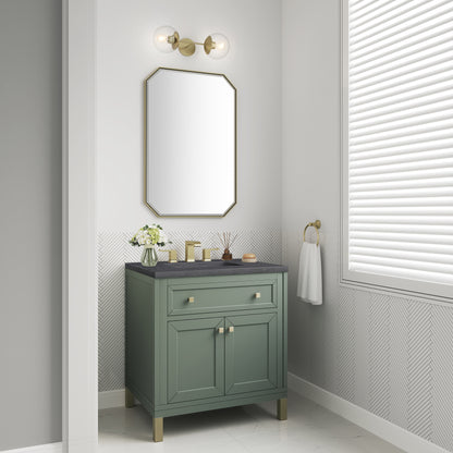 Renovate for Less Atlanta Chicago 30" Single Vanity, Smokey Celadon, w/ 3 CM Charcoal Soapstone Silestone® Top