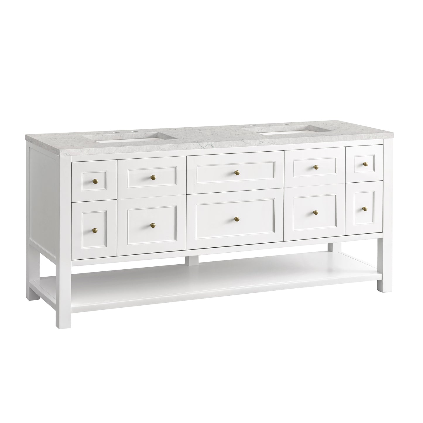 Renovate for Less Atlanta Breckenridge 72" Double Vanity, Bright White w/ 3 CM Eternal Jasmine Pearl Top