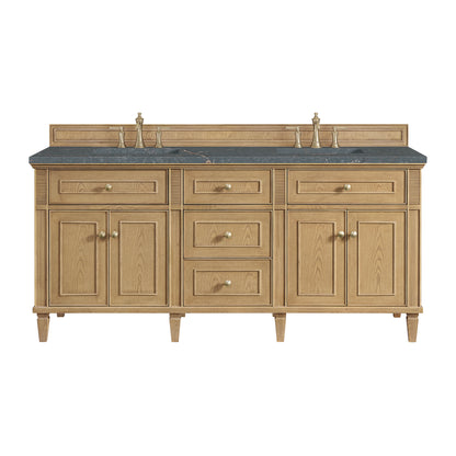 Renovate for Less Atlanta Lorelai 72" Double Vanity, Light Natural Oak w/ 3 CM Parisien Bleu Silestone Top