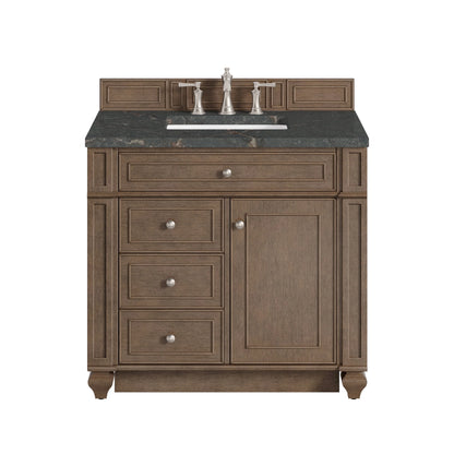 Bristol 36" Single Vanity, Whitewashed Walnut w/ 3 CM Parisien Bleu Silestone Top
