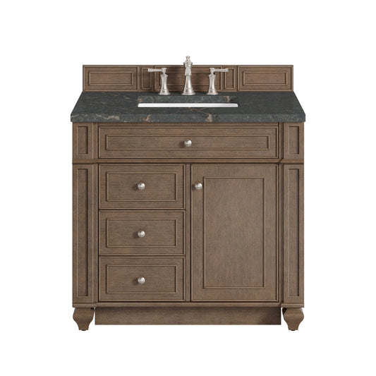 Bristol 36" Single Vanity, Whitewashed Walnut w/ 3 CM Parisien Bleu Silestone Top
