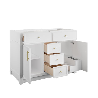 Renovate for Less Atlanta Bellshire 48" Single Vanity, Bright White w/ 3 CM Tajnar Eclos Top