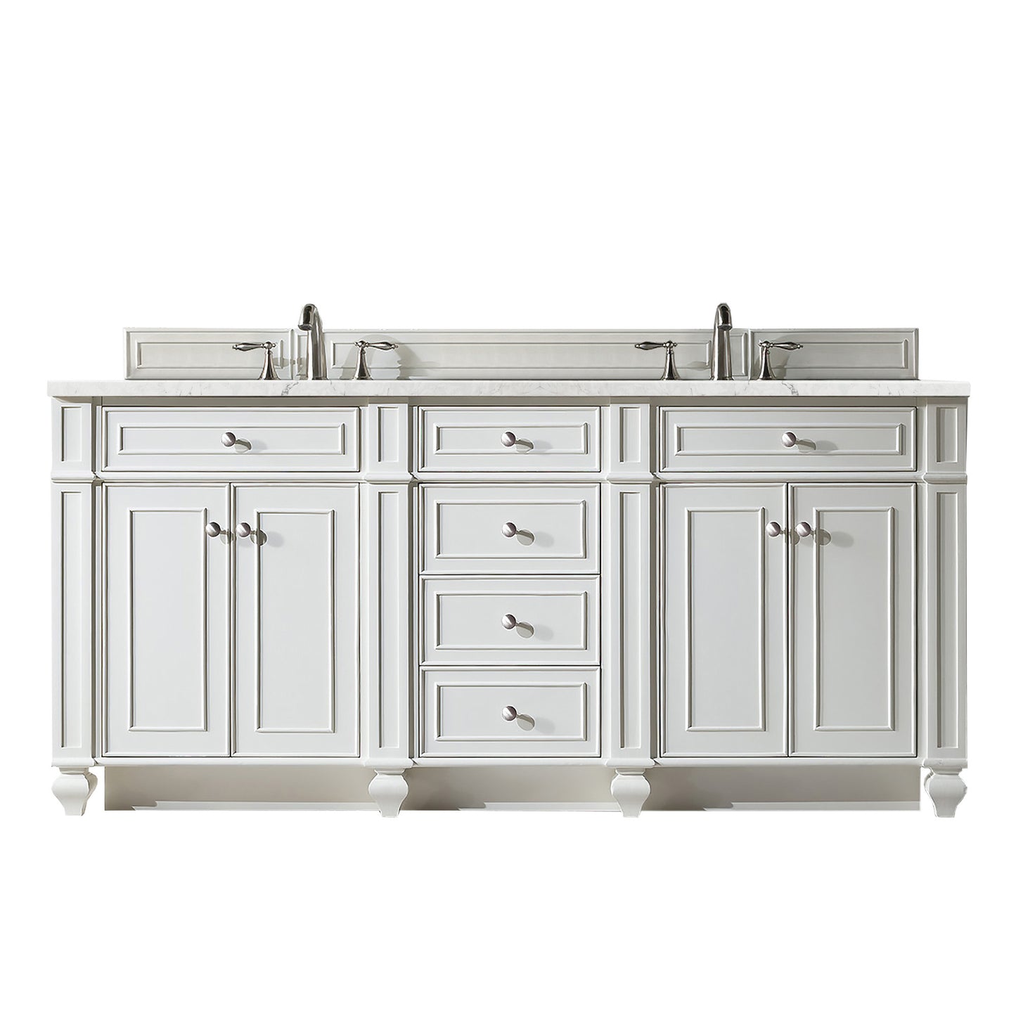 Renovate for Less Atlanta Bristol 72" Double Vanity, Bright White w/ 3 CM Eternal Jasmine Pearl Silestone Top w/FreePower Wireless Charger