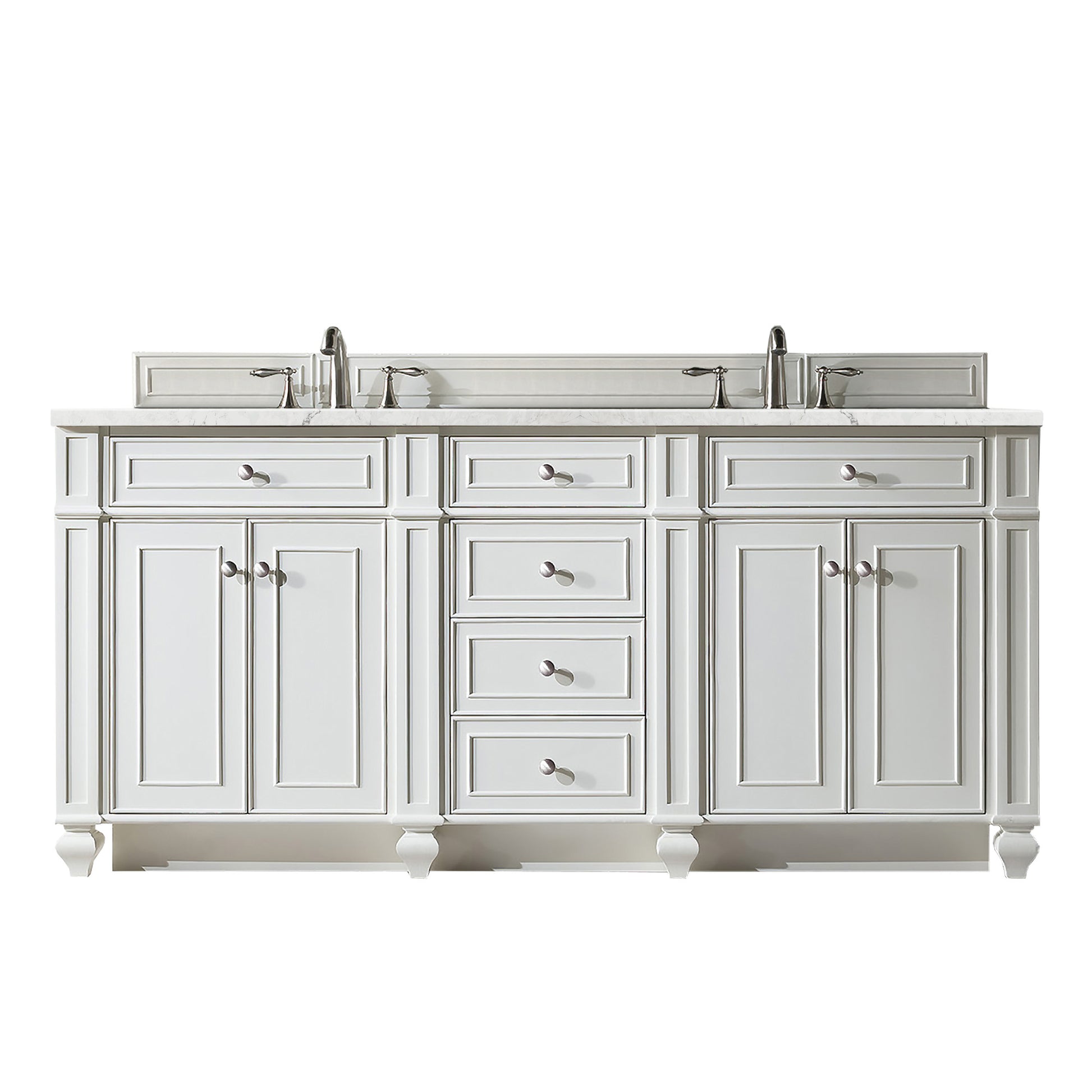 Renovate for Less Atlanta Bristol 72" Double Vanity, Bright White w/ 3 CM Eternal Jasmine Pearl Silestone Top w/FreePower Wireless Charger