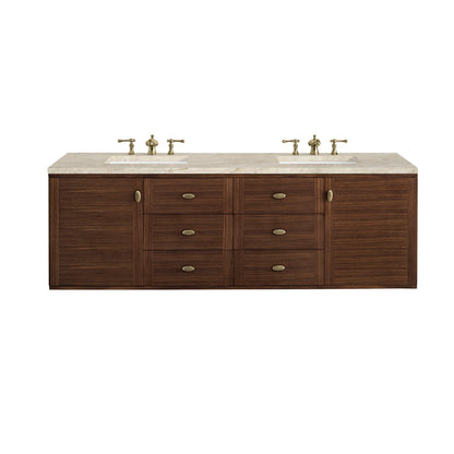 Renovate for Less Atlanta Amberly 72" Double Vanity, Mid-Century Walnut, w/ 3 CM Tajnar Eclos Top