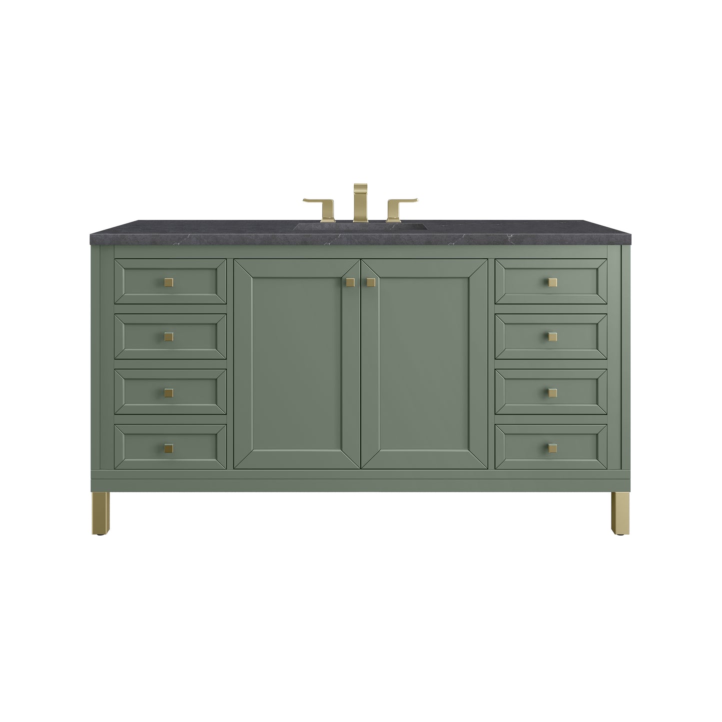 Renovate for Less Atlanta Chicago 60" Single Vanity, Smokey Celadon, w/ 3 CM Charcoal Soapstone Silestone® Top