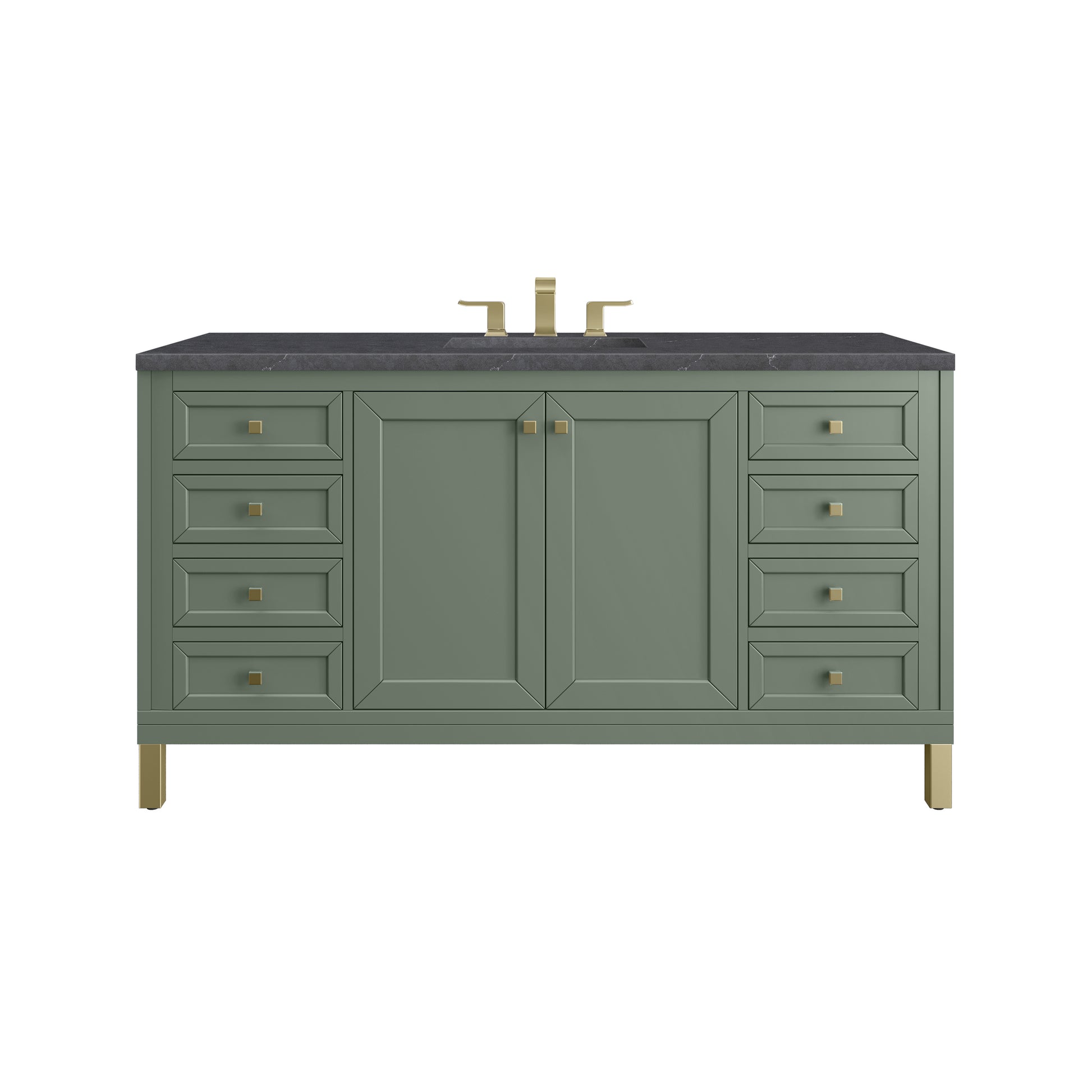 Renovate for Less Atlanta Chicago 60" Single Vanity, Smokey Celadon, w/ 3 CM Charcoal Soapstone Silestone® Top