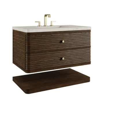 Renovate for Less Atlanta Allamari 36" Single Vanity, Sable w/ 3 CM Siberian Silestone Top