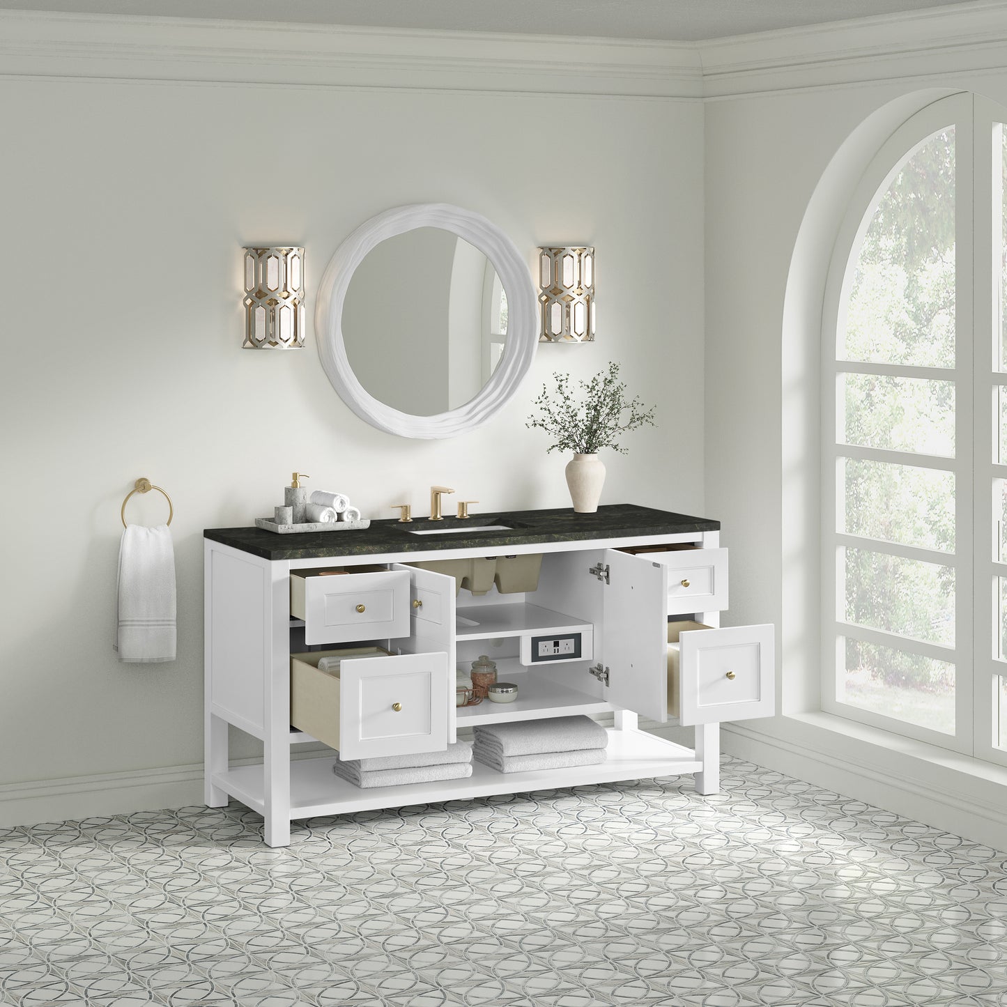 Renovate for Less Atlanta Breckenridge 60" Single Vanity, Bright White, w/ 3 CM Phantome Eclos Top