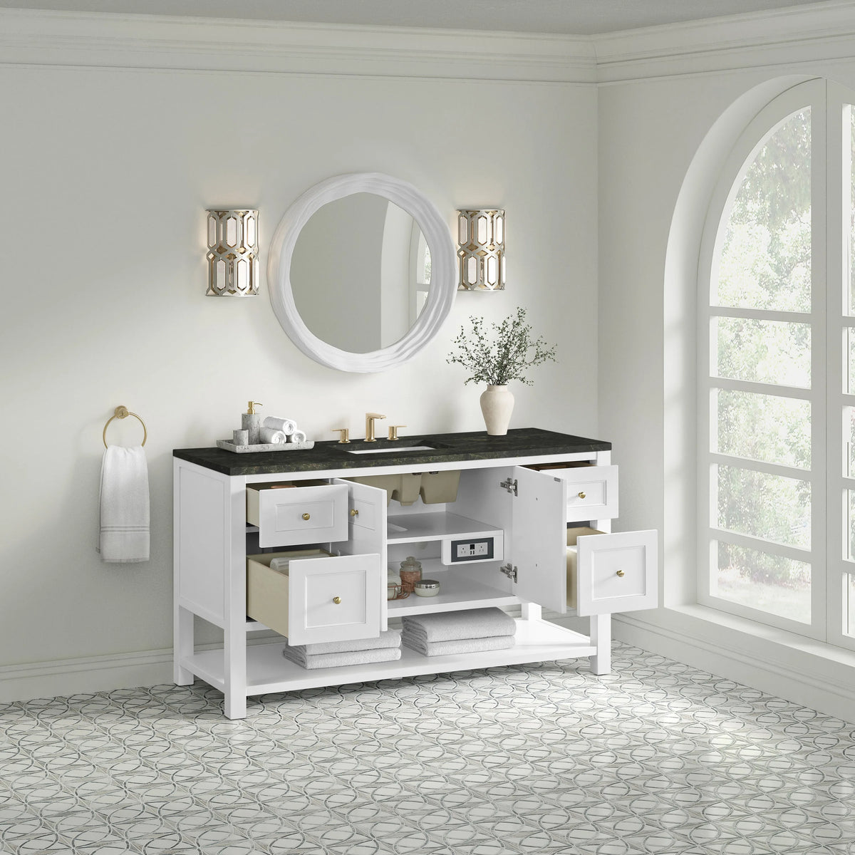 Breckenridge 60" Single Vanity, Bright White, w/ 3 CM Phantome Eclos Top