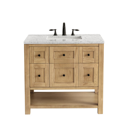 Renovate for Less Atlanta Breckenridge 36" Single Vanity, Light Natural Oak w/ 3 CM Eternal Jasmine Pearl Top