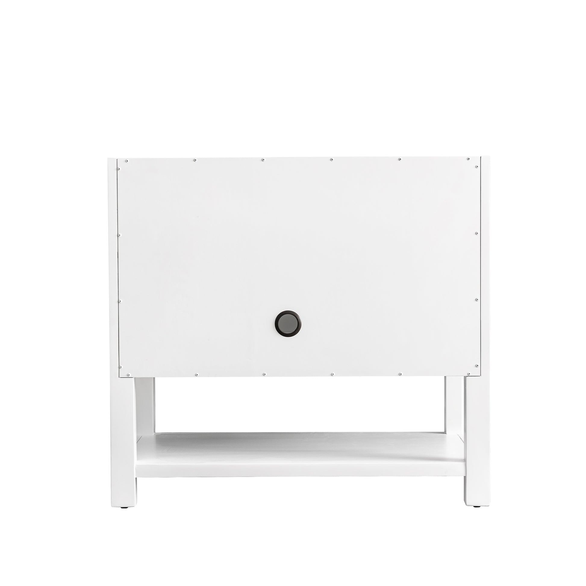 Renovate for Less Atlanta Breckenridge 36" Single Vanity, Bright White w/ Single Hole 3 CM White Zeus Top & Backsplash