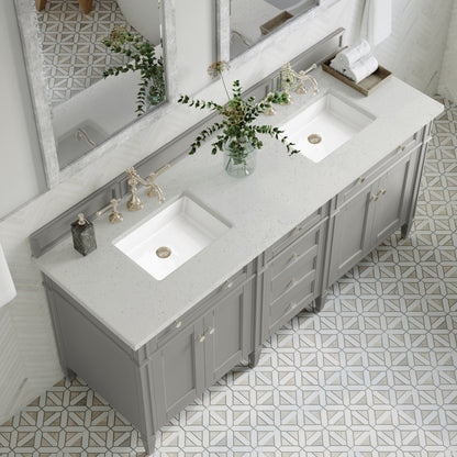 Renovate for Less Atlanta Brittany 72" Double Vanity, Urban Gray w/ 3 CM Lime Delight Silestone Top